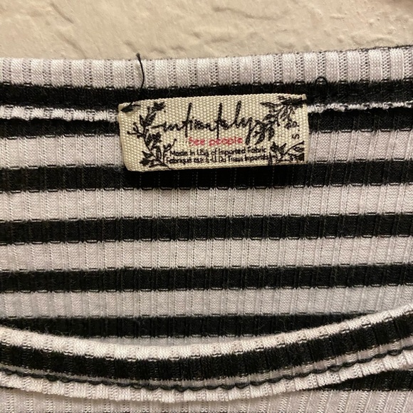 Free People Intimately Black & White Striped T-Shirt Size Small - Picture 3 of 6